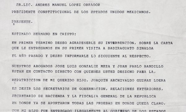 AMLO revela carta de la madre del “Chapo” Guzmán; le pide gestionar repatriación