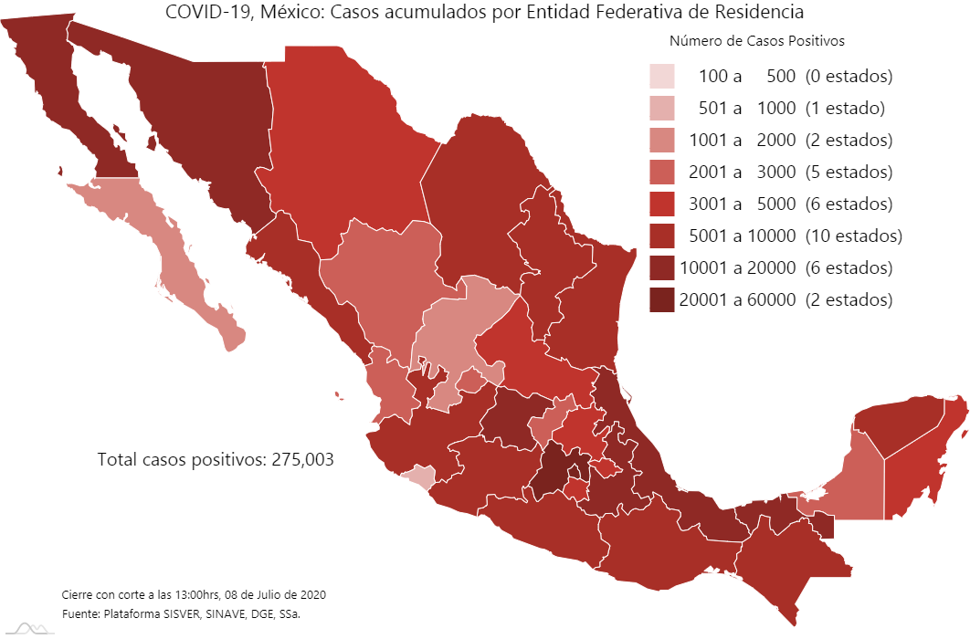 México: 6 mil 995 confirmados y 782 muertes de Covid-19 en últimas 24 horas