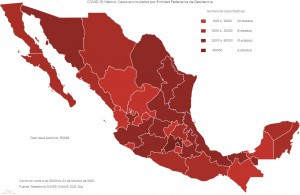 mapa con casos Covid-19 por estado