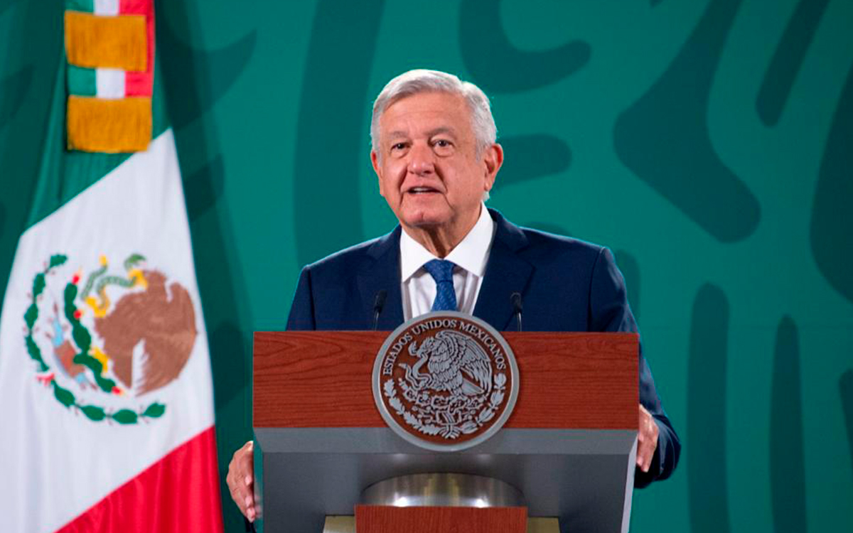 Foto del presidente Andres Manuel Lopez Obrador en su conferencia matutina