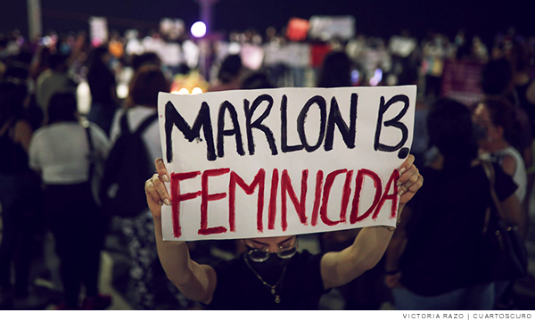 cartel que acusa a Marlon B. como feminicida