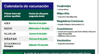 Próximo 6 de julio inicia vacunación de adultos de 30 a 39 años en CDMX