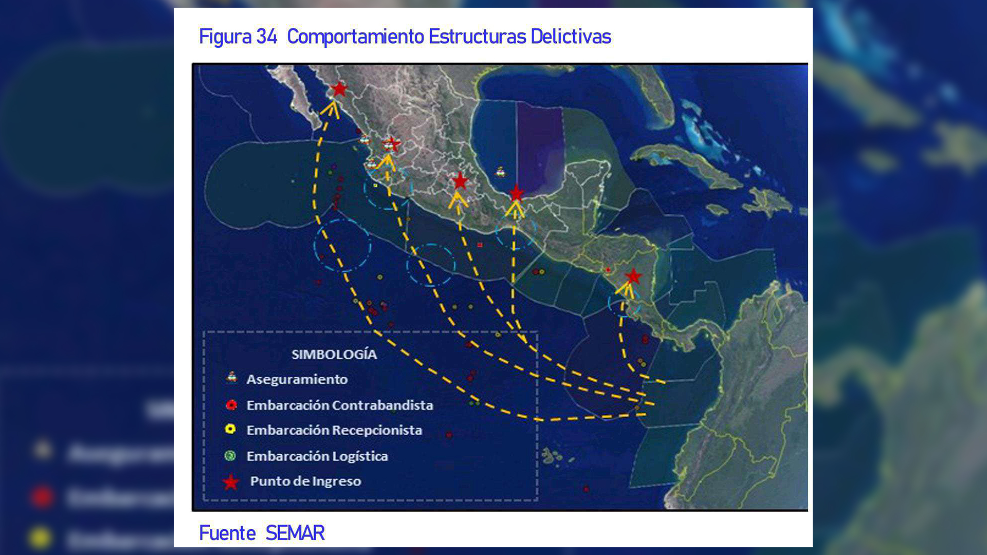 Mapa de los litorales de mexico que utiliza el narcotrafico