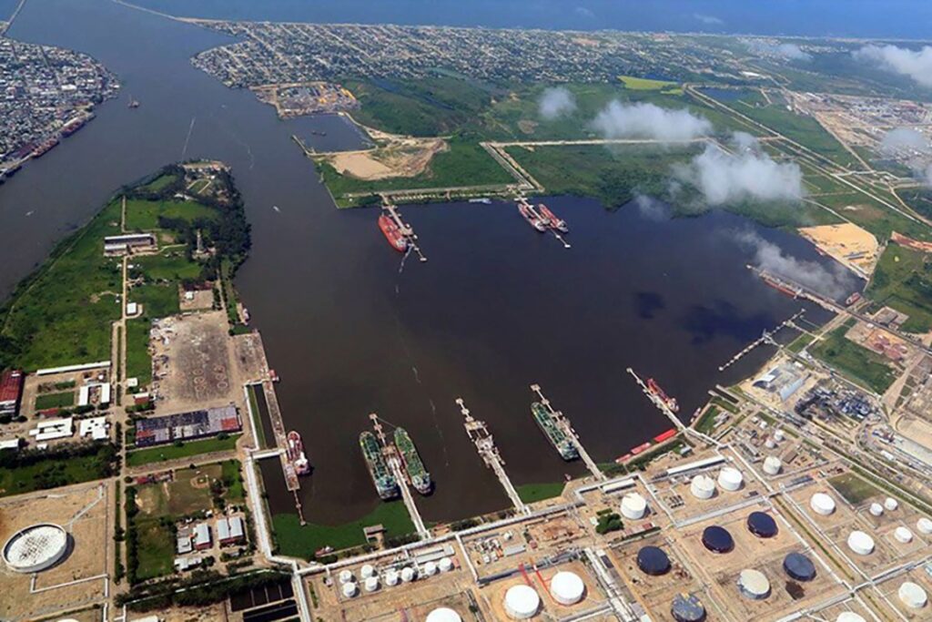 Vista aerea del proyecto Corredor Interoceanico en Coatzacoalcos, Veracruz.