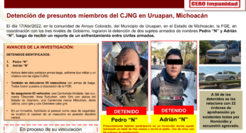 Detienen a integrantes del CJNG, Cárteles Unidos, La Línea y Pájaro Sierra