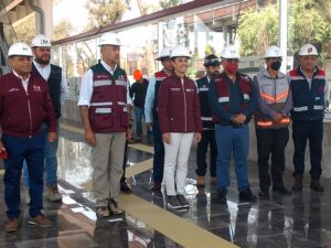 Foto de la jefa de gobierno Claudia Sheinbaum en avance de la construcción del trolebús elevado que correrá de Constitución de 1917 a Santa Martha Acatitla es del 92 por ciento