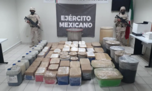 Personal de la SEDENA, la Guardia Nacional y la FGR aseguraron 1 mil 475 kilogramos de posible metanfetamina en Sonora