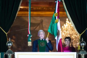 el presidente de la República Mexicana, Andrés Manuel López Obrador, esta noche del 15 de septiembre de 2022