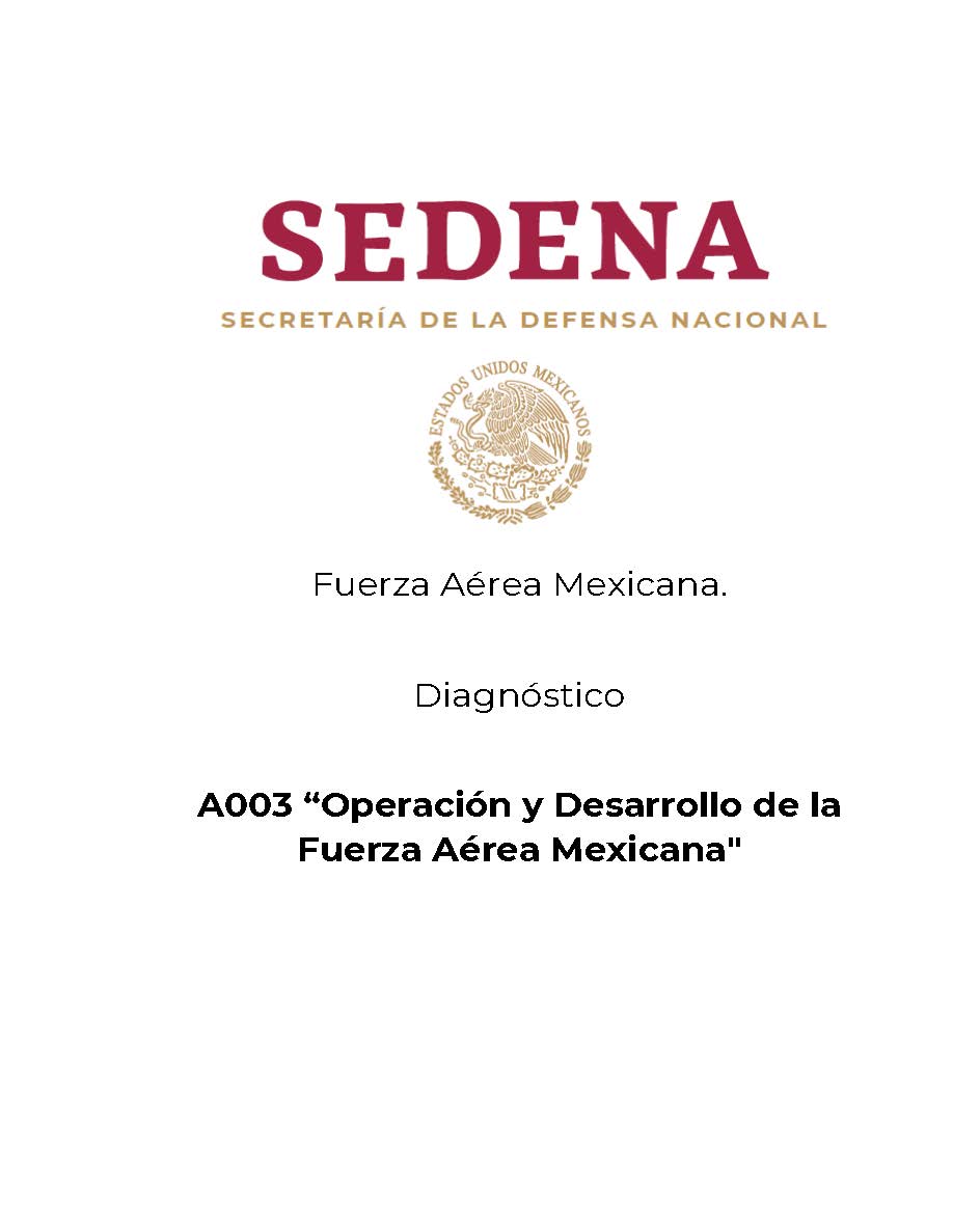 Portada del documento interno de la SEDENA sobre el diagnóstico de las fuerzas aereas mexicanas