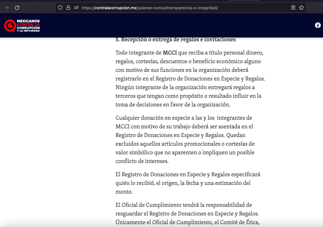 Código de “ética” de Mexicanos Contra la Corrupción aprueba el ‘chayo’