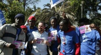 Migrantes haitianos en el cierre de precampaña de Taboada