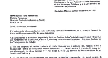 Ministra Lenia Batres solicitó sueldo apegado a la Constitución; no ganará más que AMLO