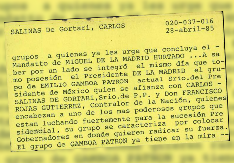 A la mitad del sexenio del presidente Miguel de la Madrid, el grupo político al que pertenecía Salinas ya le urgía que acabara el gobierno