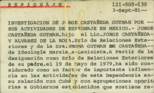 La Dirección Federal de Seguridad fichó a Jorge Castañeda Gutman como espía del comunismo revelan fichas de liberadas por el AGN