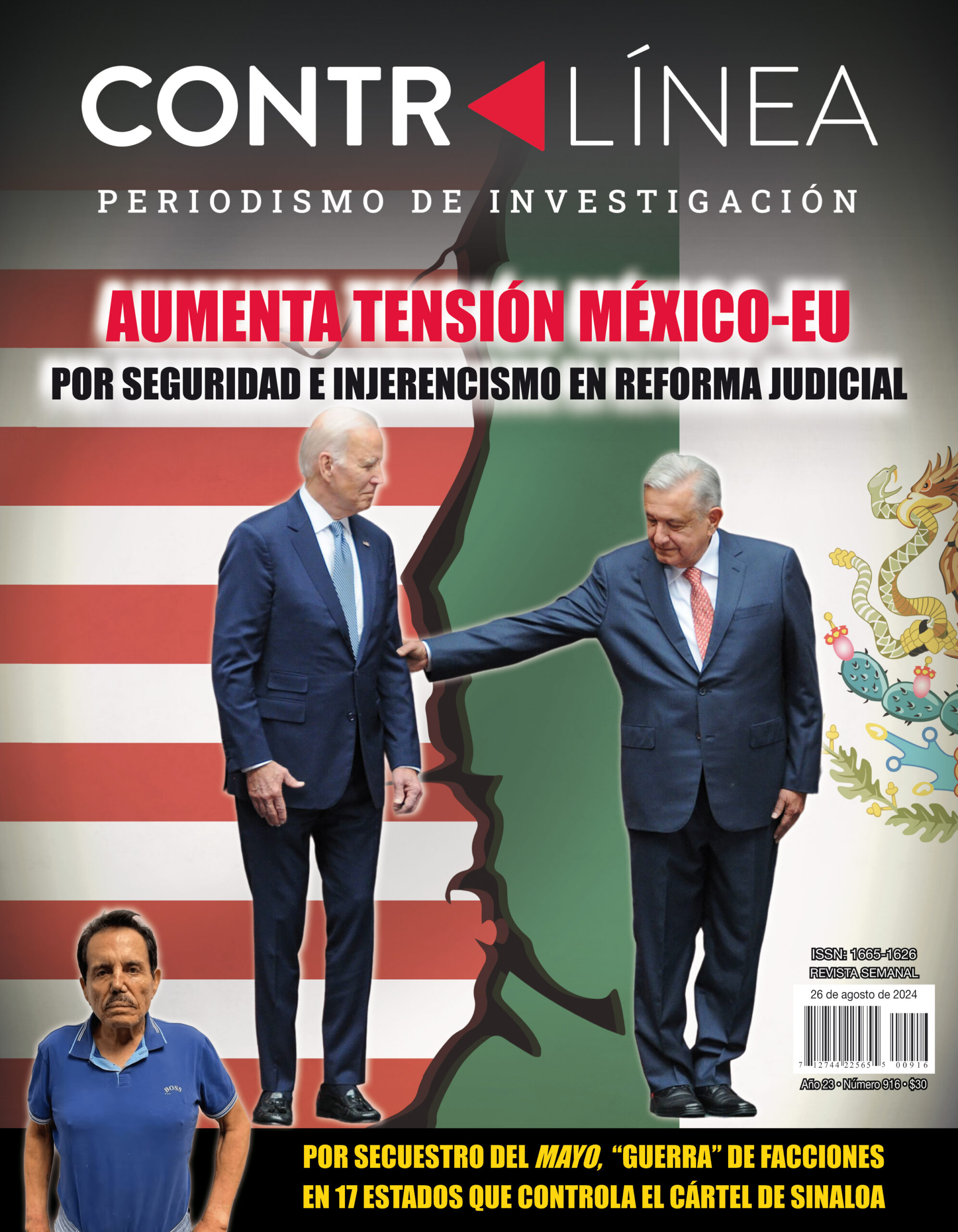 Contralínea 916 expone la tensión entre México y Estados Unidos, luego de que Ken Salazar amagó con que se afectará la relación económica si se aprueba la reforma judicial.