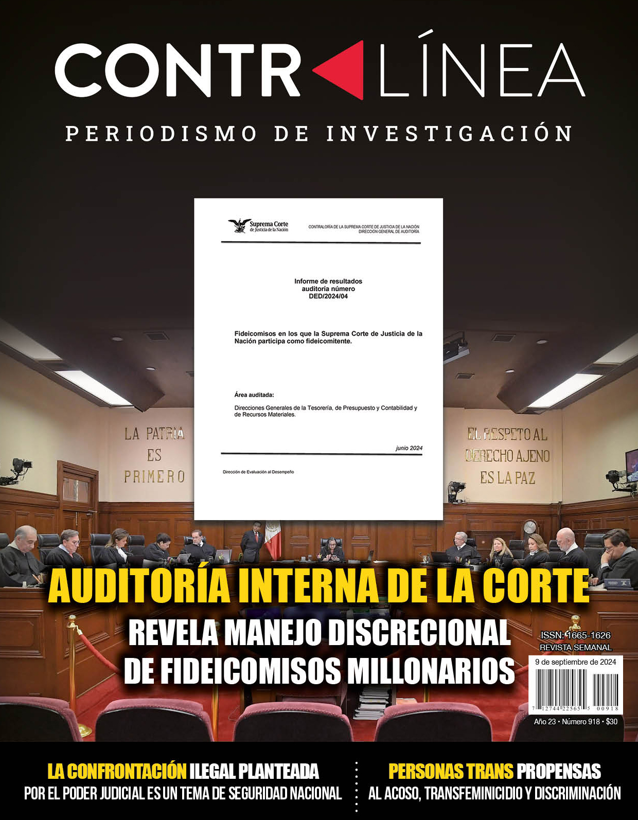 La SCJN mantiene vigentes 6 fideicomisos, con un total de 6 mil 985 millones de pesos. Con base en la auditoría han sido usados de manera discrecional.