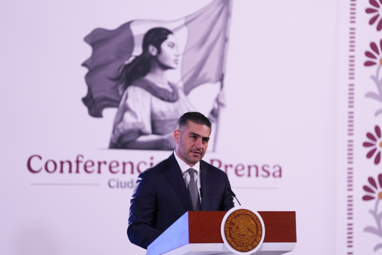 Omar García Harfuch, titular de la SSPC, presentó la estrategia de seguridad nacional, durante la conferencia matutina.